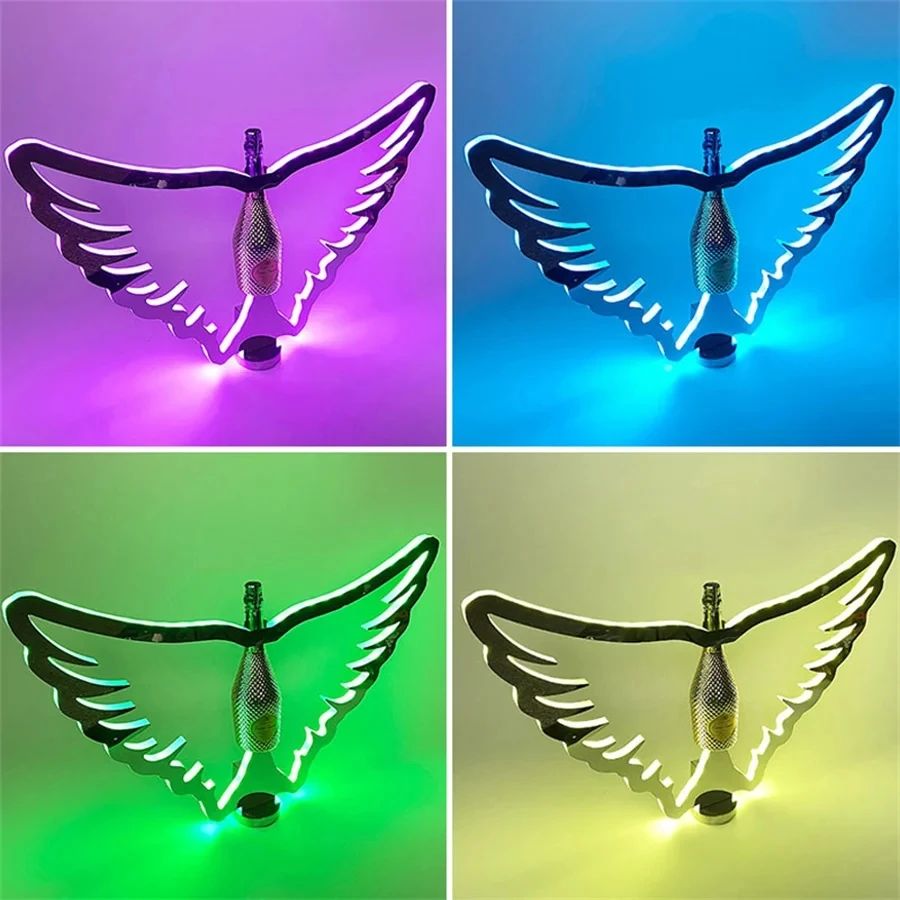 

RGB LED Wings Angel Champagne Bottle Presenter VIP Service Wing Glorifier Display LED Bottle Carrier Sign for Party Nightclub