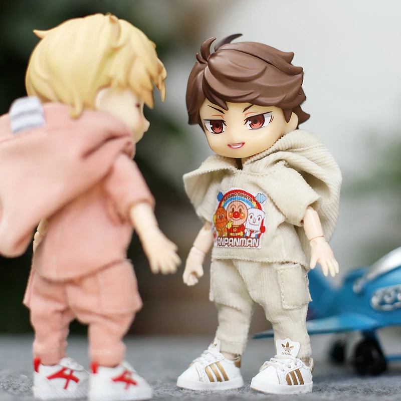 Cartoon OB11 overalls jumpsuit clothes clothes With Hat Doll Accessories Clothing for ob11,obitsu 11,molly, gsc,1/12 BJD Dolls