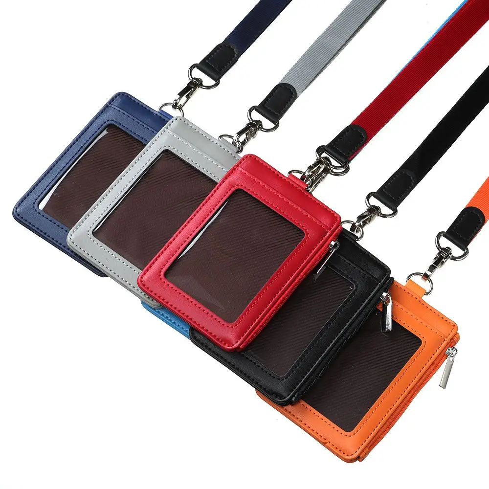 Nuovo porta carte portatile in vera pelle porta carte portamonete porta badge