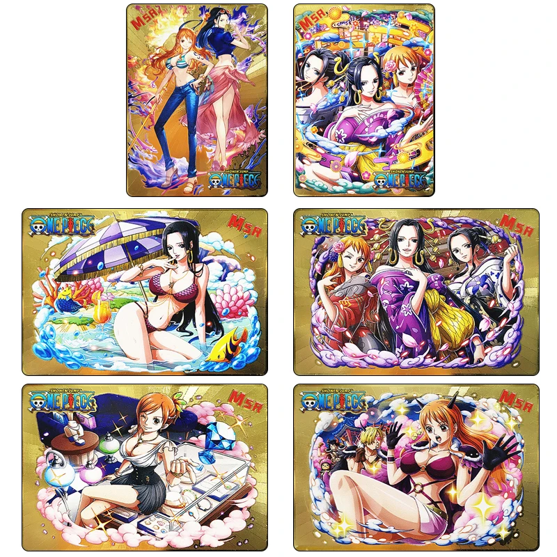 One Piece Hancock Nami Robin Anime Characters Bronzing Game Collection Metal Card Rare Cartoon Toy Flash Card Christmas Gift