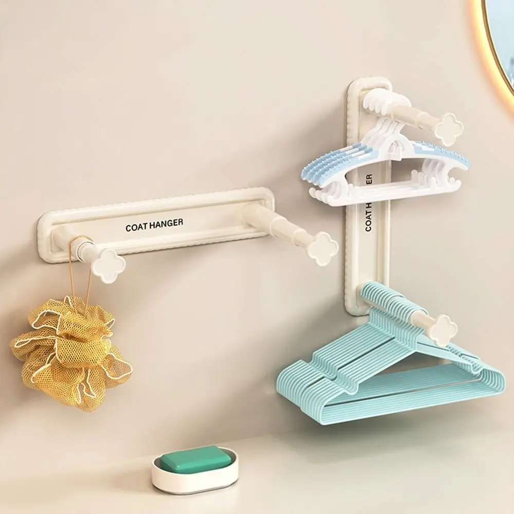 

Plastic Retractable Clothes Hanger Punch-free Wall Mounted Balcony Hanging Rack Space Saving Clothes Drying Rack Wardrobe