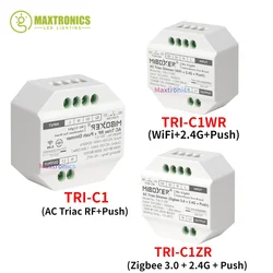 NEW MiBoxer TRI-C1/ TRI-C1WR/ TRI-C1ZR AC Triac Dimmer RF Push Dimmer 110-240V App /Voice /Remote Control  for LED Bulb Lights