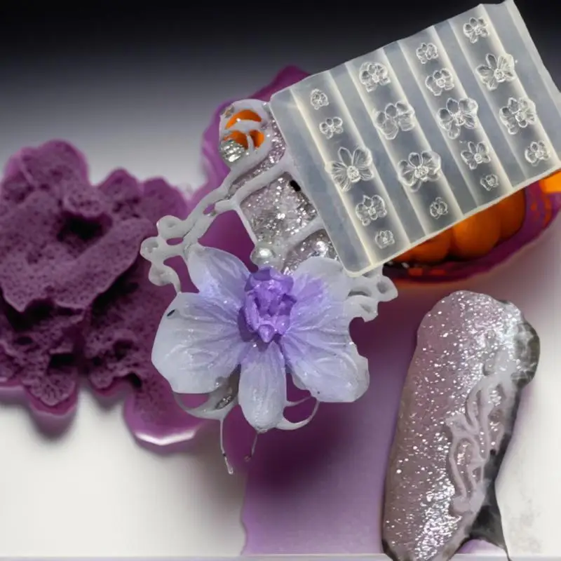 Stampo in silicone per nail art con design floreale Phalaenopsis 3D, modello per intaglio di manicure con orchidea dolce farfalla fai da te