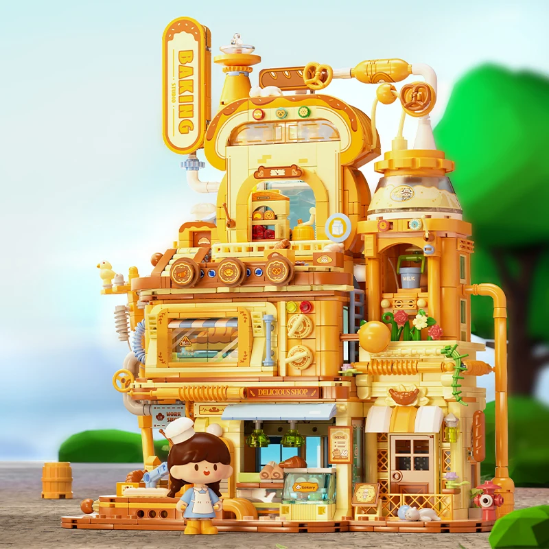 Weekit ZZoton مخبز ورشة عمل اللبنات الكرتون مخبز DIY بها بنفسك الحلوى منزل أصدقاء المطبخ ألعاب الطوب هدية للطفل #2