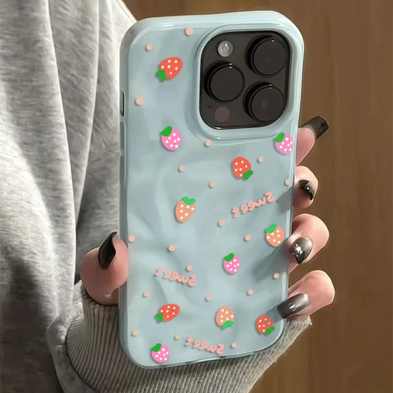 シンプルなフルーツ ドリアン アボカド グアバ 可愛い折りたたみテクスチャ iPhone 11 12 13 14 15 16 Pro Max Plus対応 耐衝撃 ソフトケース