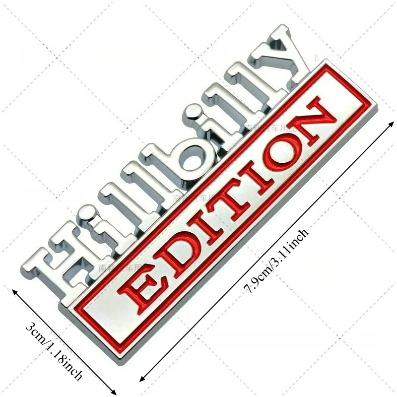 High-quality Modification 3D Metal Stickers Letters-Hillbilly EDITION Scratch Cover DIY Decorative for Car Accessories