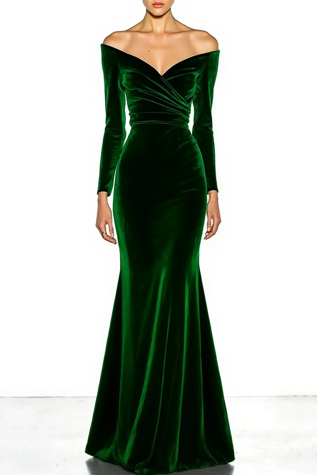 High Quality Customized Blue Full Sleeves Floor Length Stain V-neck Woman Elegant Dress Women for Wedding Party Robe De Soirée