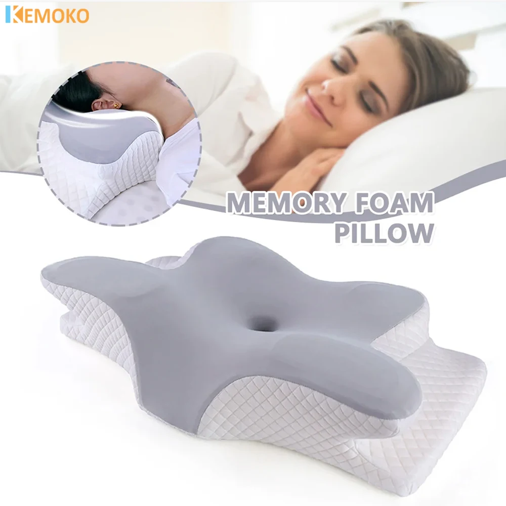 Memory Foam Pillows Butterfly Shaped Relaxing Cervical Slow Rebound Neck Pillow Pain Relief Sleeping Orthopedic Pillow Beding