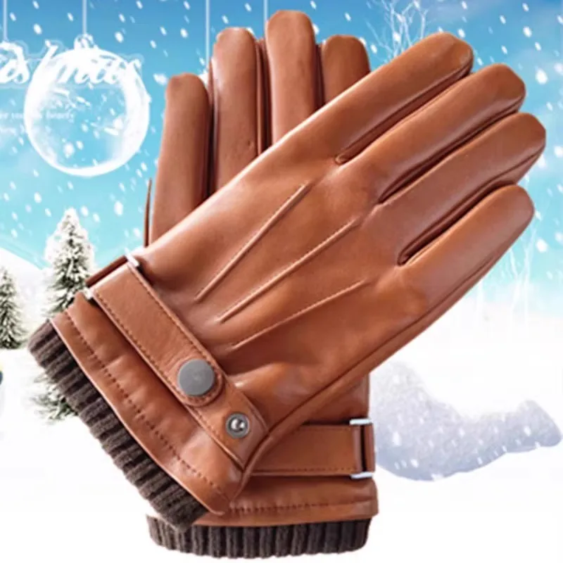 Real Leather Gloves Male High Quality Autumn Winter Thermal Lined Anti-Wind Sheepskin Touchscreen Men Gloves WM042NC1