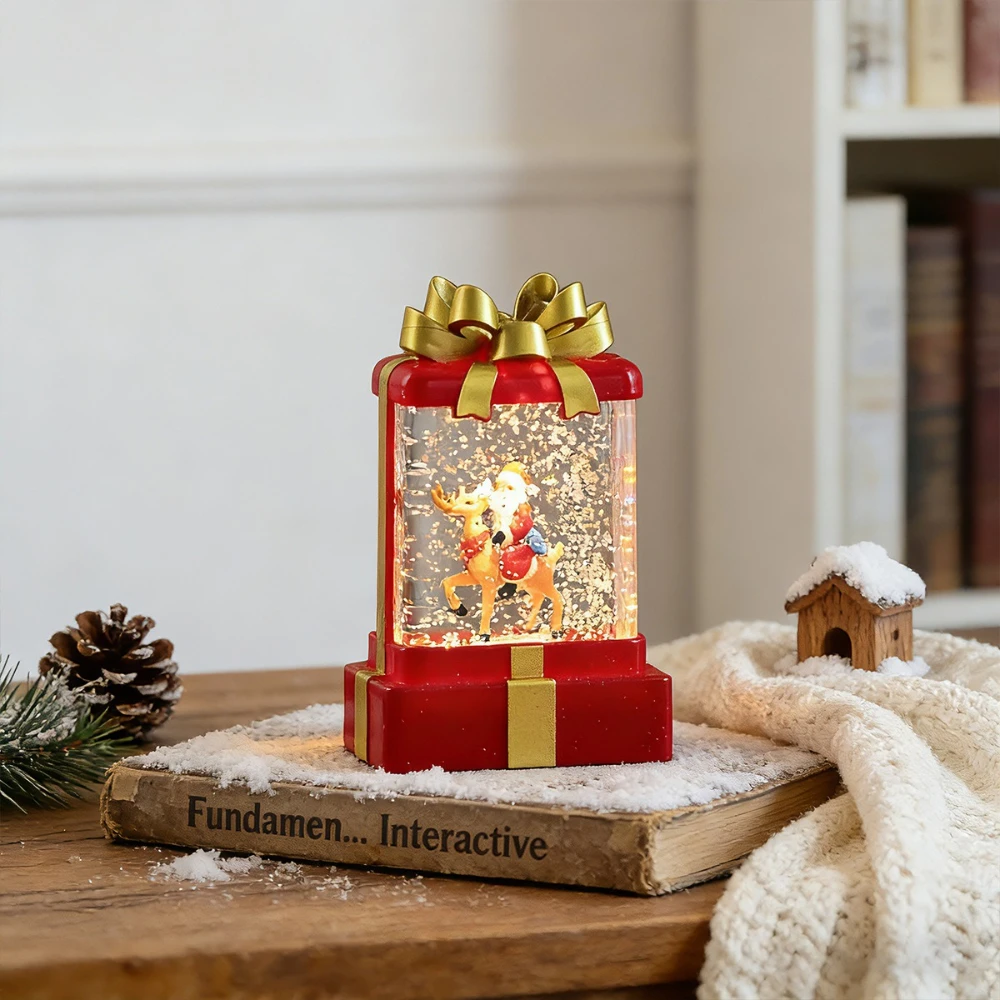 New Product Glowing Resin Figurine Santa Claus Water-filled Night Light Gift Package Small Wind Lamp Gift Decoration Crafts