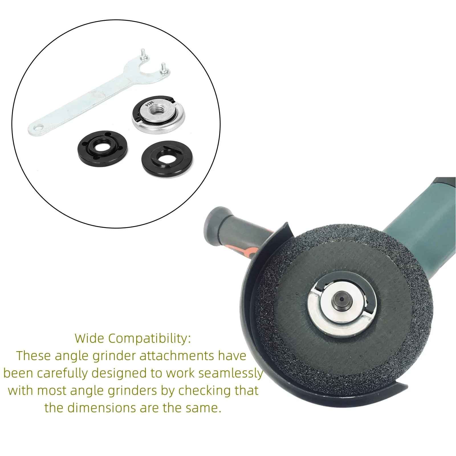 4 stuks haakse slijper ACC (M14Quick Release moer + 5/8 haakse slijper flensmoer + moersleutel) compatibel met Makita/Black & Decker/Ryobi