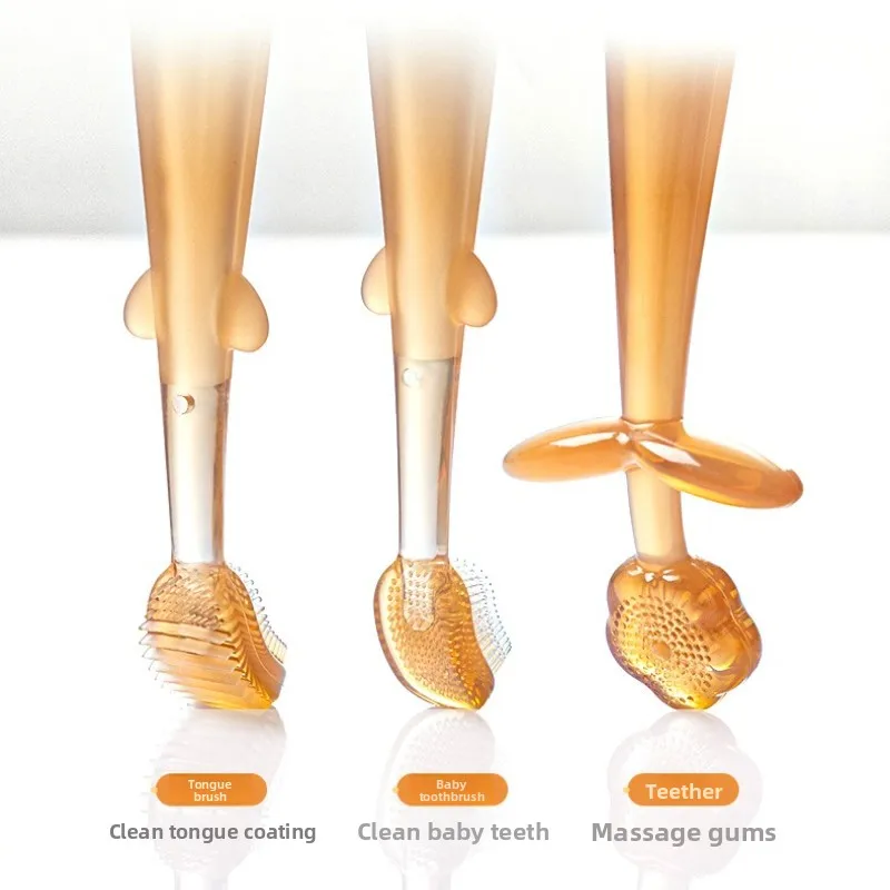 منظف الفم لحديثي الولادة بعمر 0-1 سنة - فرشاة أسنان أطفال من السيليكون، طلاء اللسان، قطعة أثرية ناعمة وآمنة لأسنان وفم الطفل