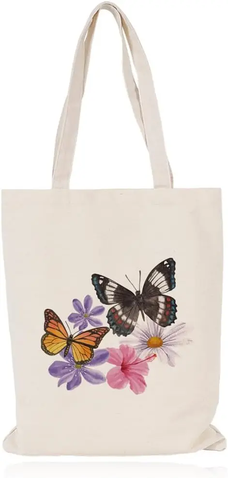 

Женские дизайнерские сумки-тоут с бабочками и цветами, льняная ткань, эко-сумка для покупок, офиса, многоразовая повседневная сумка на плечо
