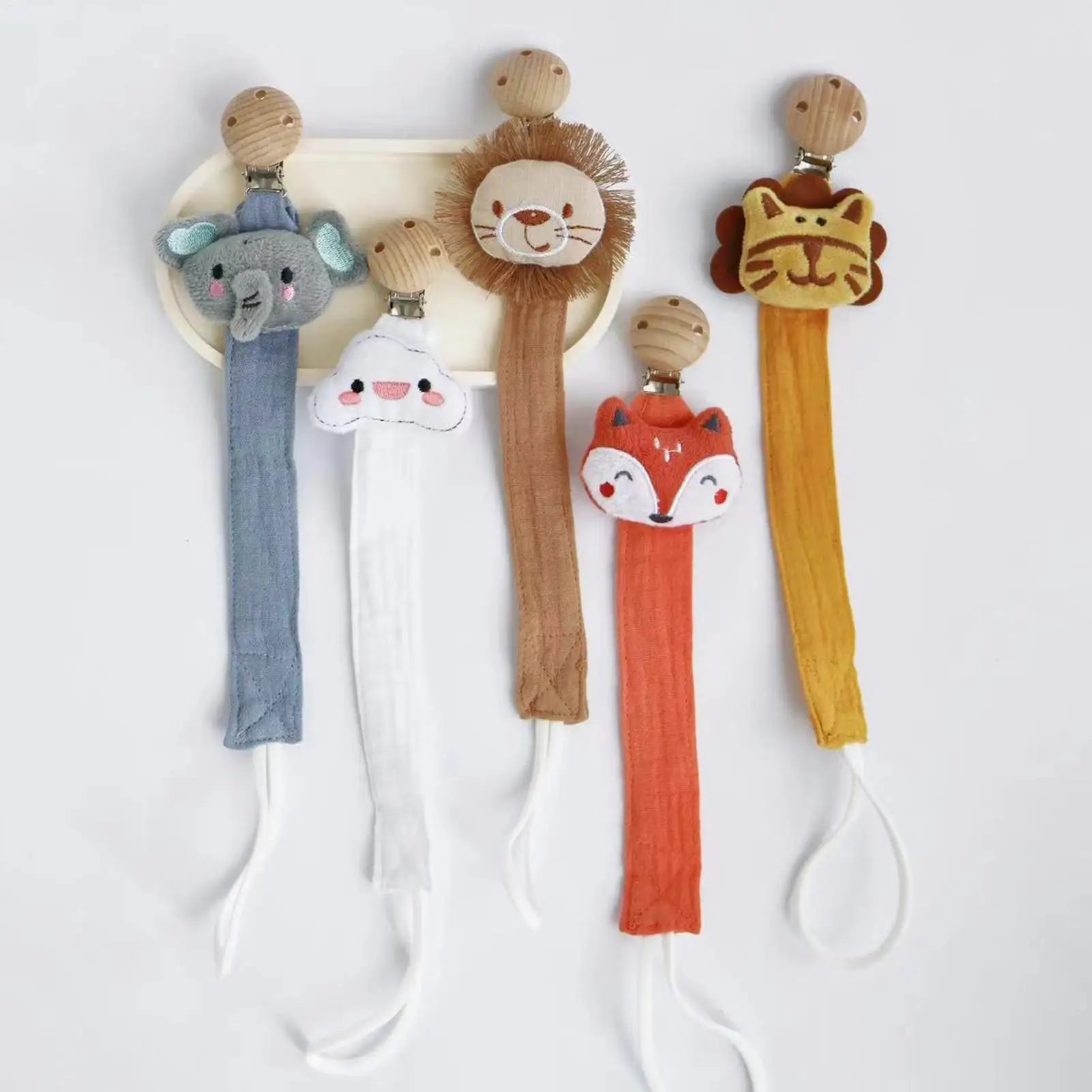 

Cute Animal Pacifier Clip Holder with Teether Anti-Loss Silicone Teething Ring Strap for Baby, Adjustable Toddler Safety Clips