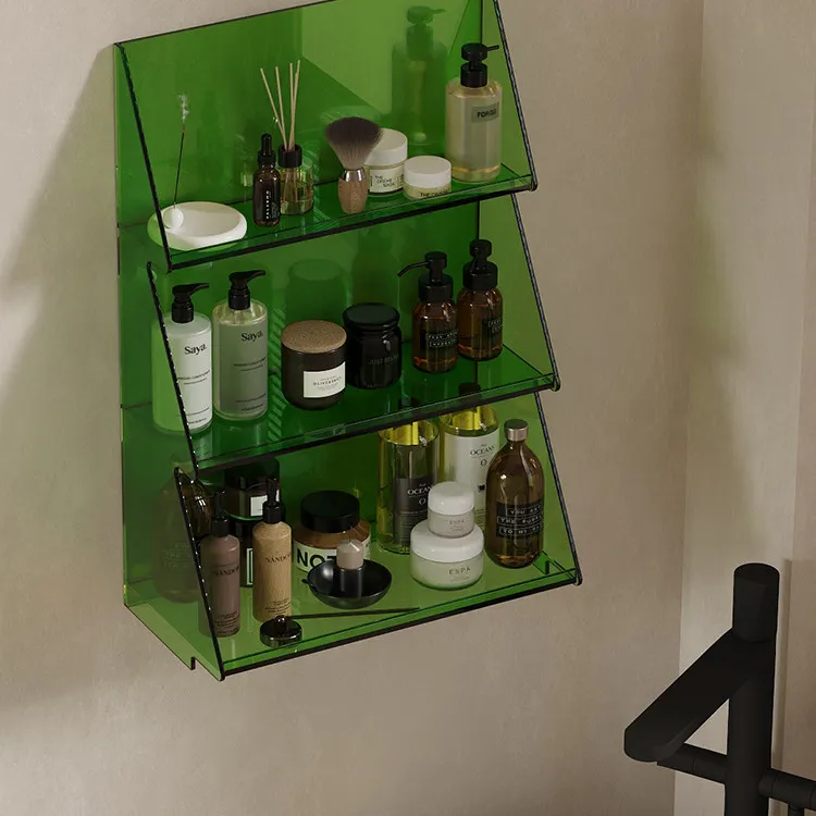 HYS light luxury acrylic bathroom rack wall-mounted toilet storage rack high-end hotel bed and breakfast bathroom storage