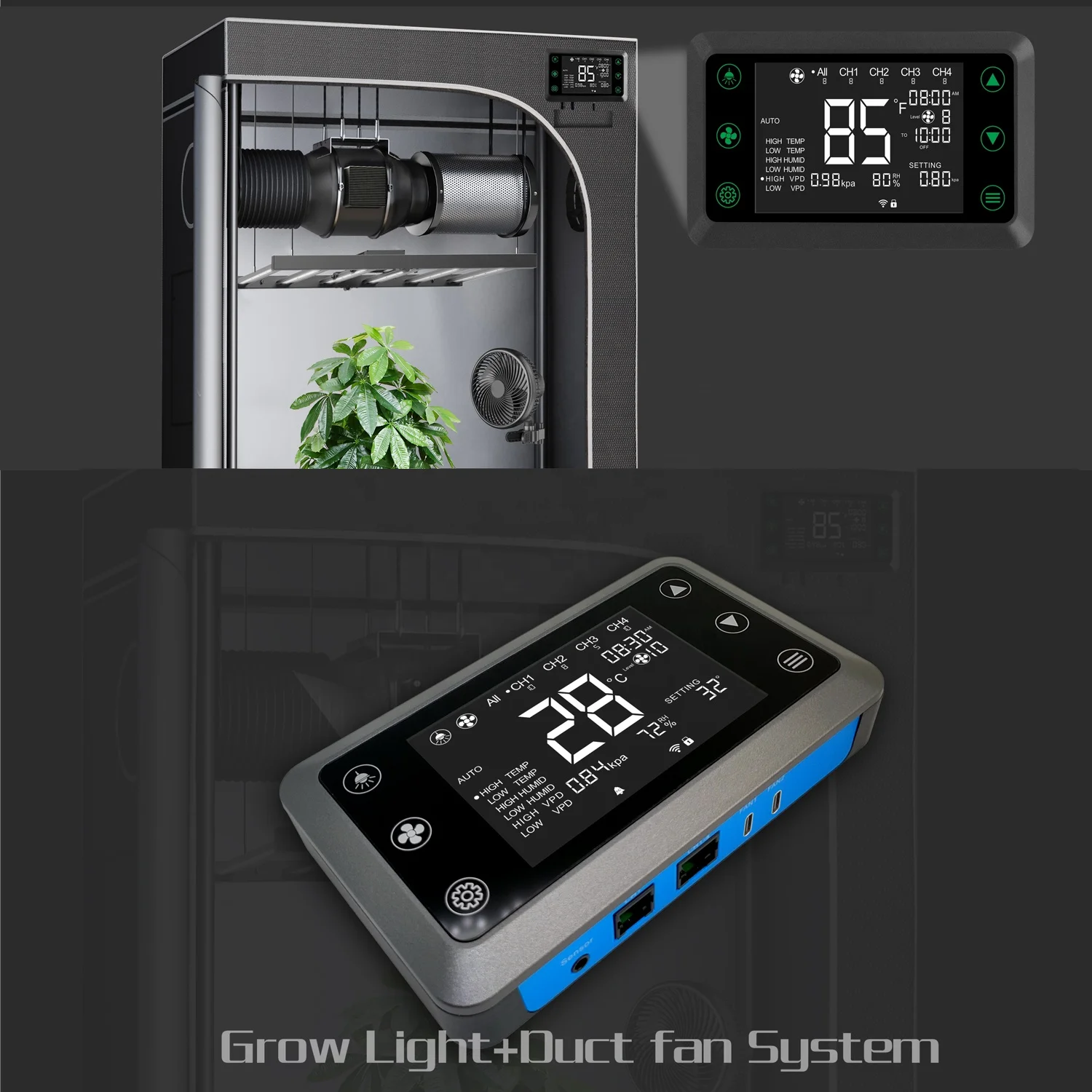 Newest Smart Led Grow Light Controller WIFI APP Controller RJ45 RJ12 for Lights Duct Fan