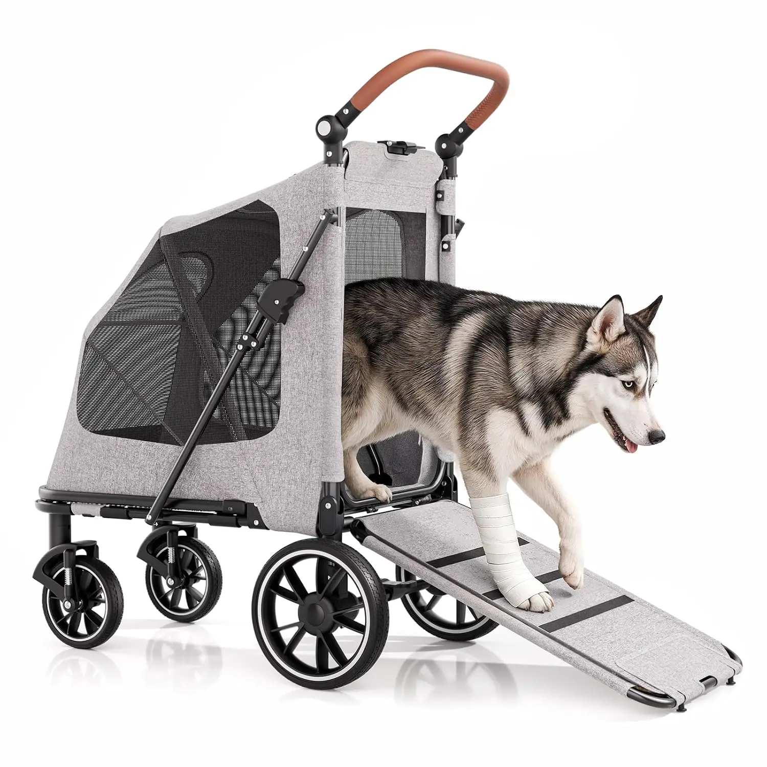 Large Pet Stroller with Anti-Slip Ramp, for Large Dog Up to 99lb, Customized