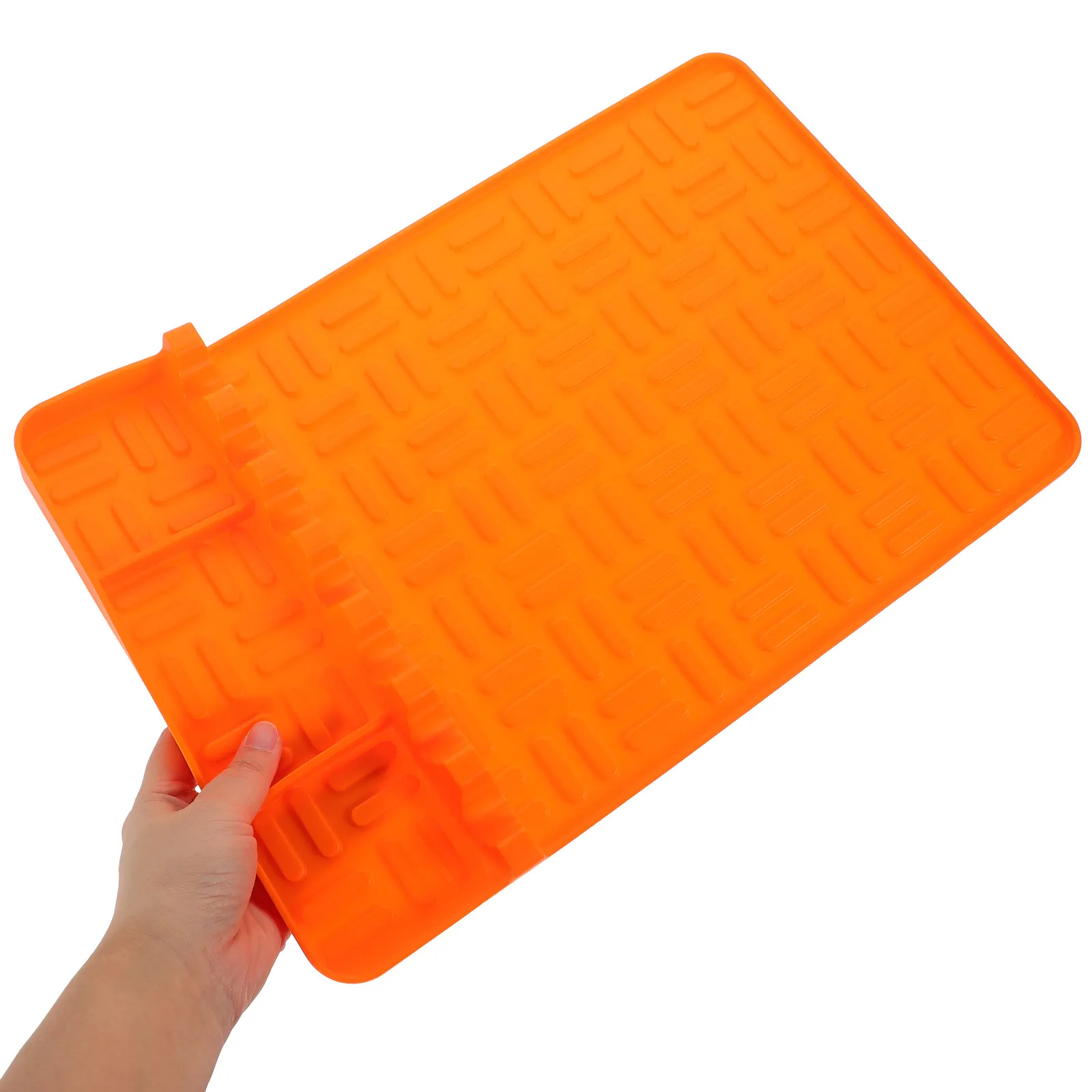 Silicone Grill Side Shelf Mat with Compartments Heat Resistant Bbq Tool Rest Mat for Outdoor Grill Kitchen Countertop Utensil