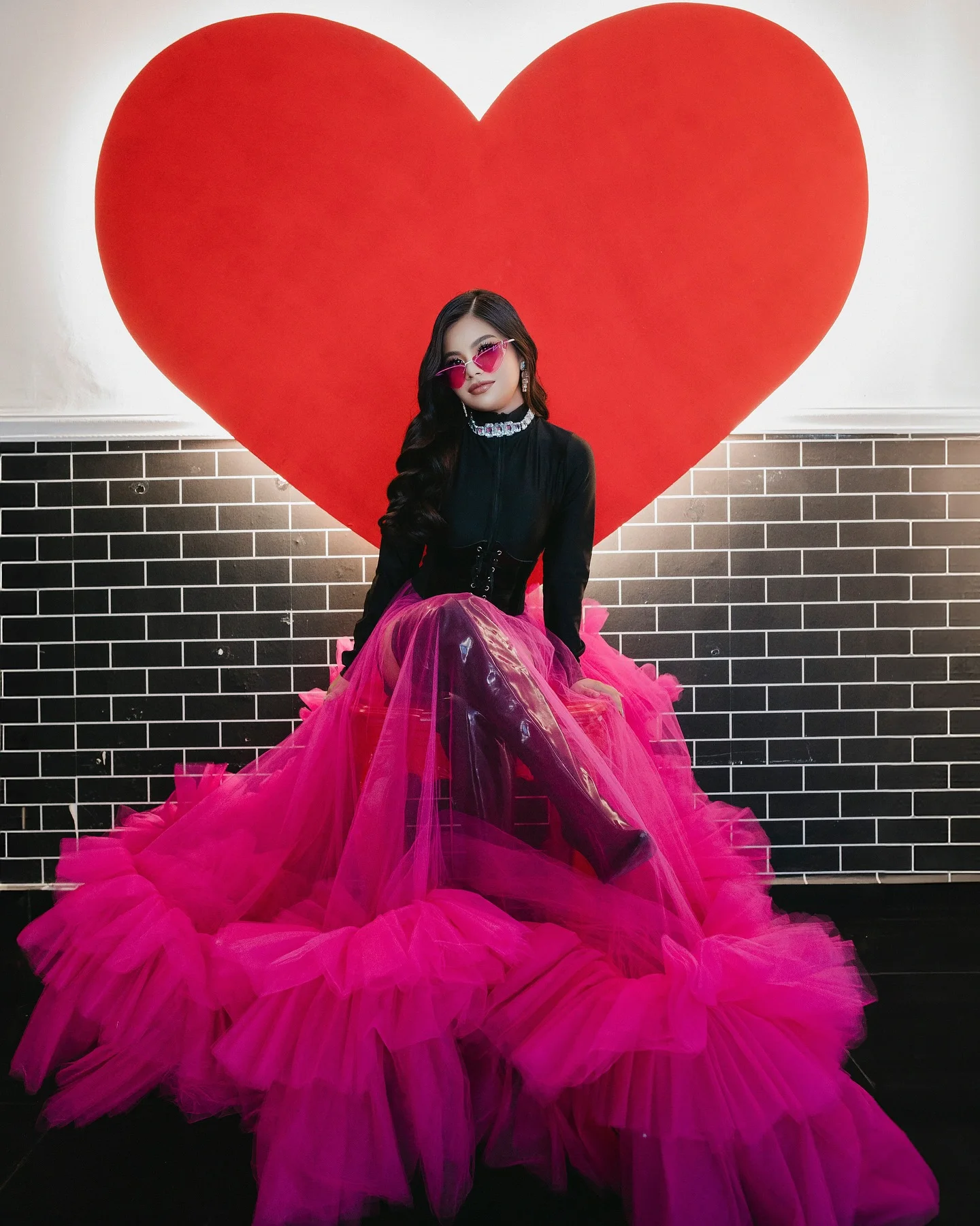 Neon Green See Thru A-line Long Tulle Skirts With Ruffles Trimmed Bottom Amazing Fuchsia Long Tutu Tulle Maxi Skirt