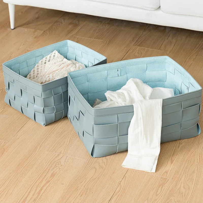 Leather Desktop Storage Basket, Clothing Storage, Cosmetics and Skincare Products