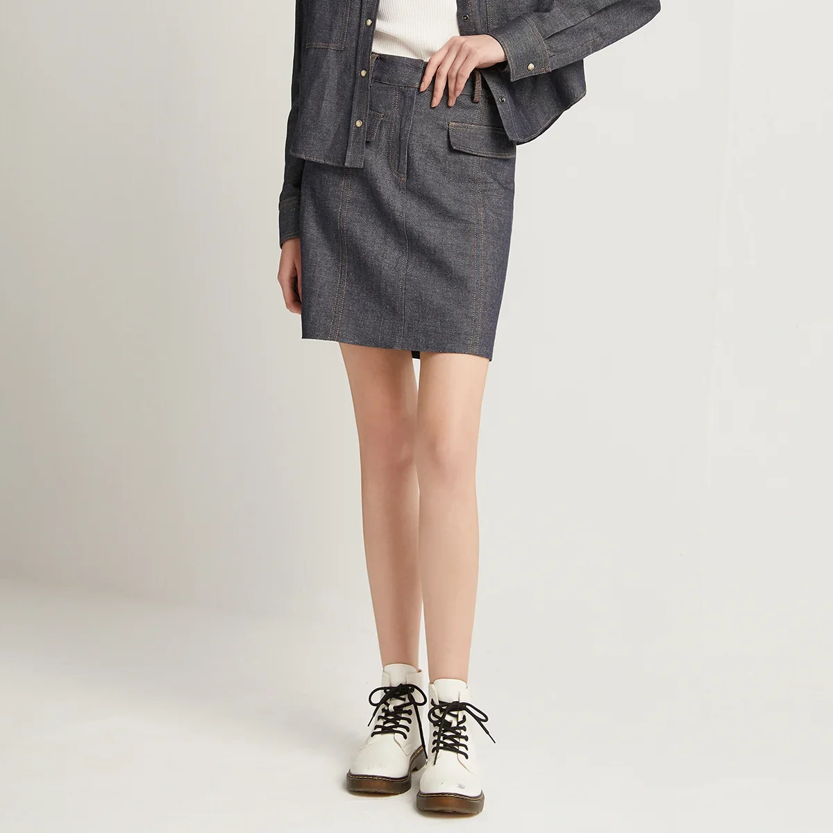 

Pop K1099W Spring Summer Women's Clothing Slim 100% Linen Skirts Ladies Clothes Boutique Luxury Jeans Skirts