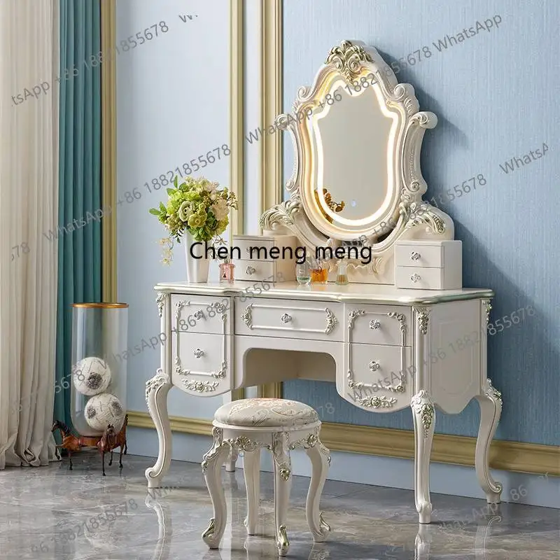 

Деревянный туалетный столик с натуральной отделкой, французский угловой туалетный столик со стеклянными элементами, белый современный туалетный столик, мебель для спальни