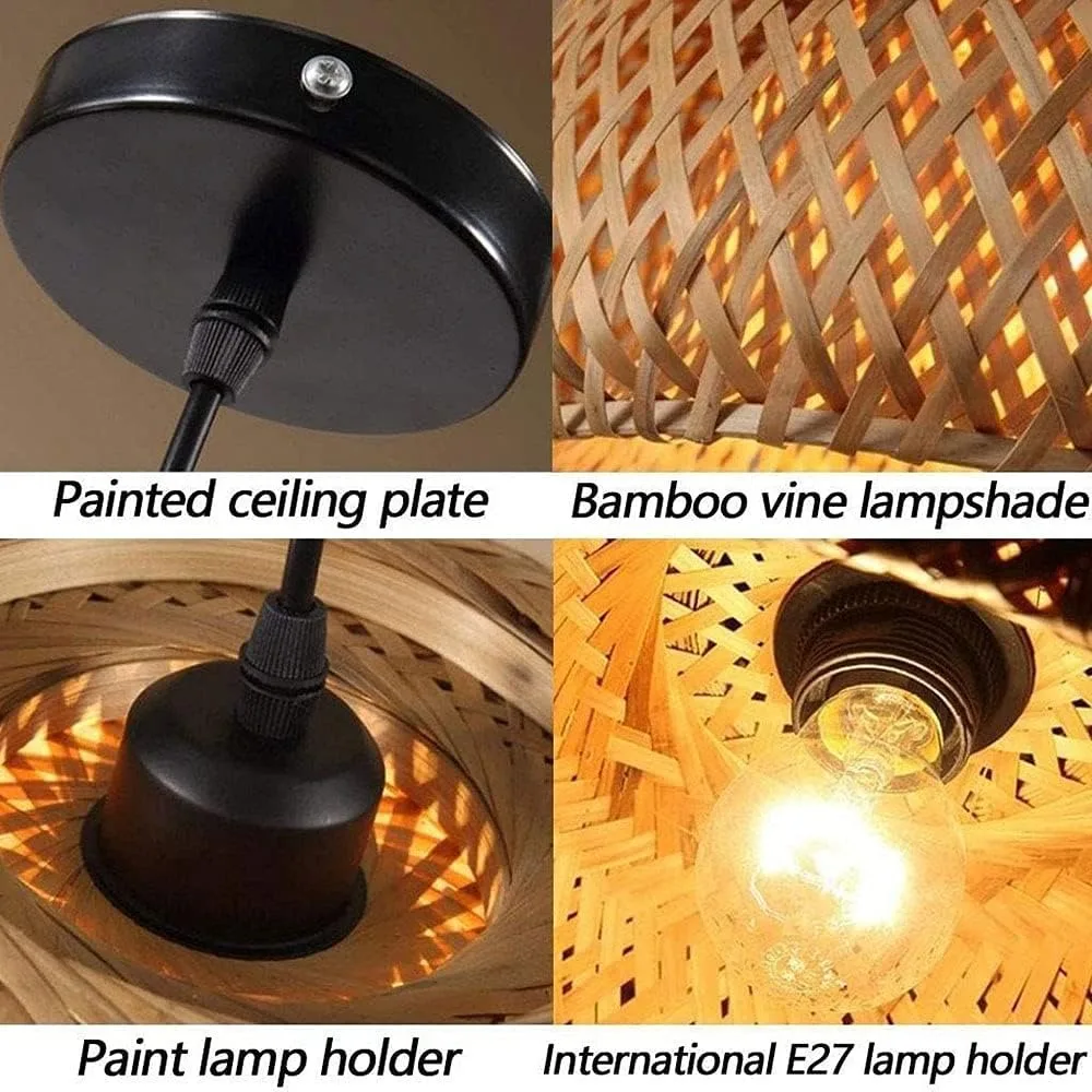 

30/38/45/58cm Country Style Chandelier Chinese Restaurant Tea House Bamboo Weaving Pendant Light Handmade Lampshade Ceiling Lamp