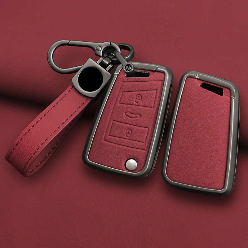 

Кожаный чехол для автомобильного ключа из сплава для VW Volkswagen Golf 7 MK7 Tiguan MK2 для Seat Ateca Leon FR 2 Ibiza Skoda Octavia Kodiaq