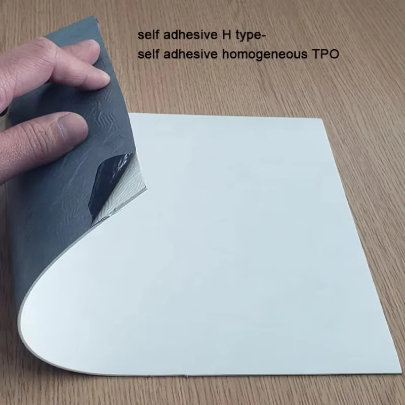 Fully Adhesive Roof Waterproof 1.2mm 1.5mm 2.0mm Single Layer TPO Roofing Membranes-10x10cm Sample Link