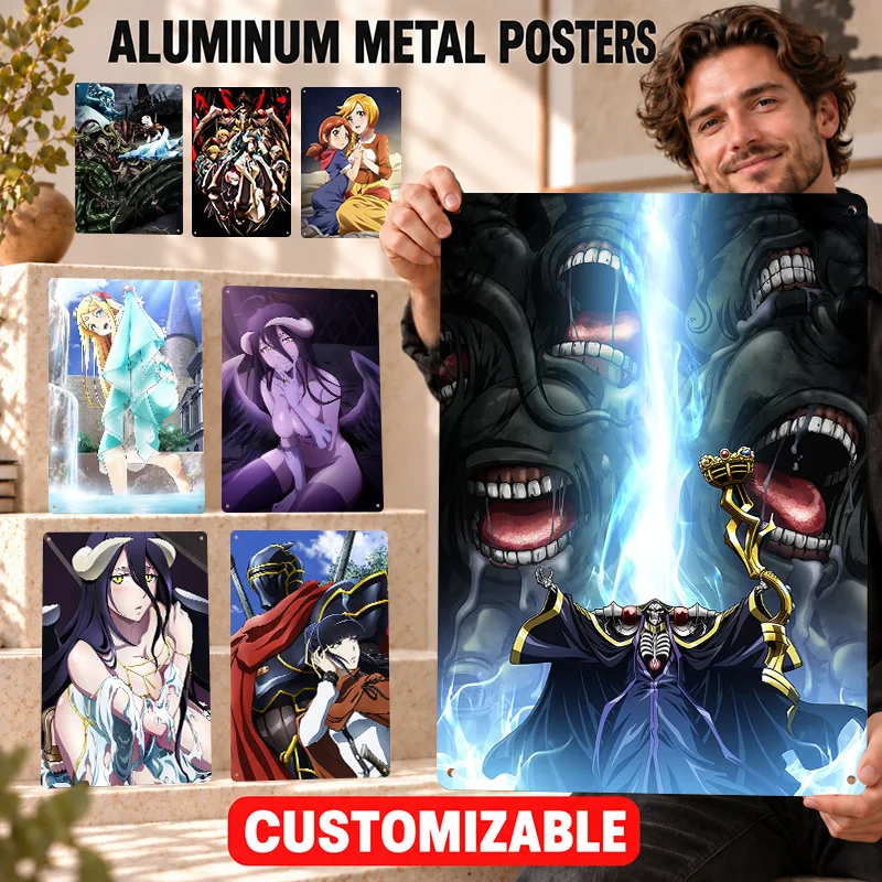 OVERLORD Textured Metal Posters Arcade Inspired Style Collector Room Wall Art Personalized Aluminum Sign Housewarming Keepsake