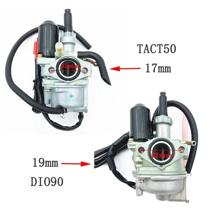 17/19mm Carburetor For TACT50 DIO90 AF18 AF27 AF28 AF34 AF35 SA50 SK50 SYM DD50 ZX 50 2 Stroke Engine Dirt Bike Racing ATV