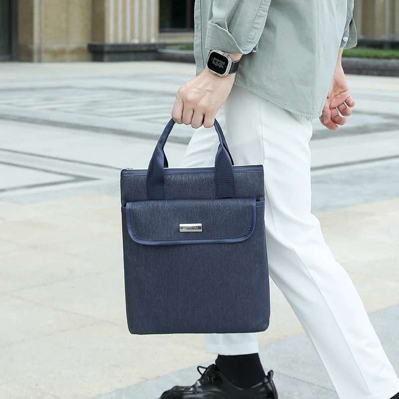 Herren-Aktentasche mit großem Fassungsvermögen – leichtes und langlebiges Business-Dokumentenregal, geeignet für Arbeit, Reisen und tägliches Pendeln – Schwarz