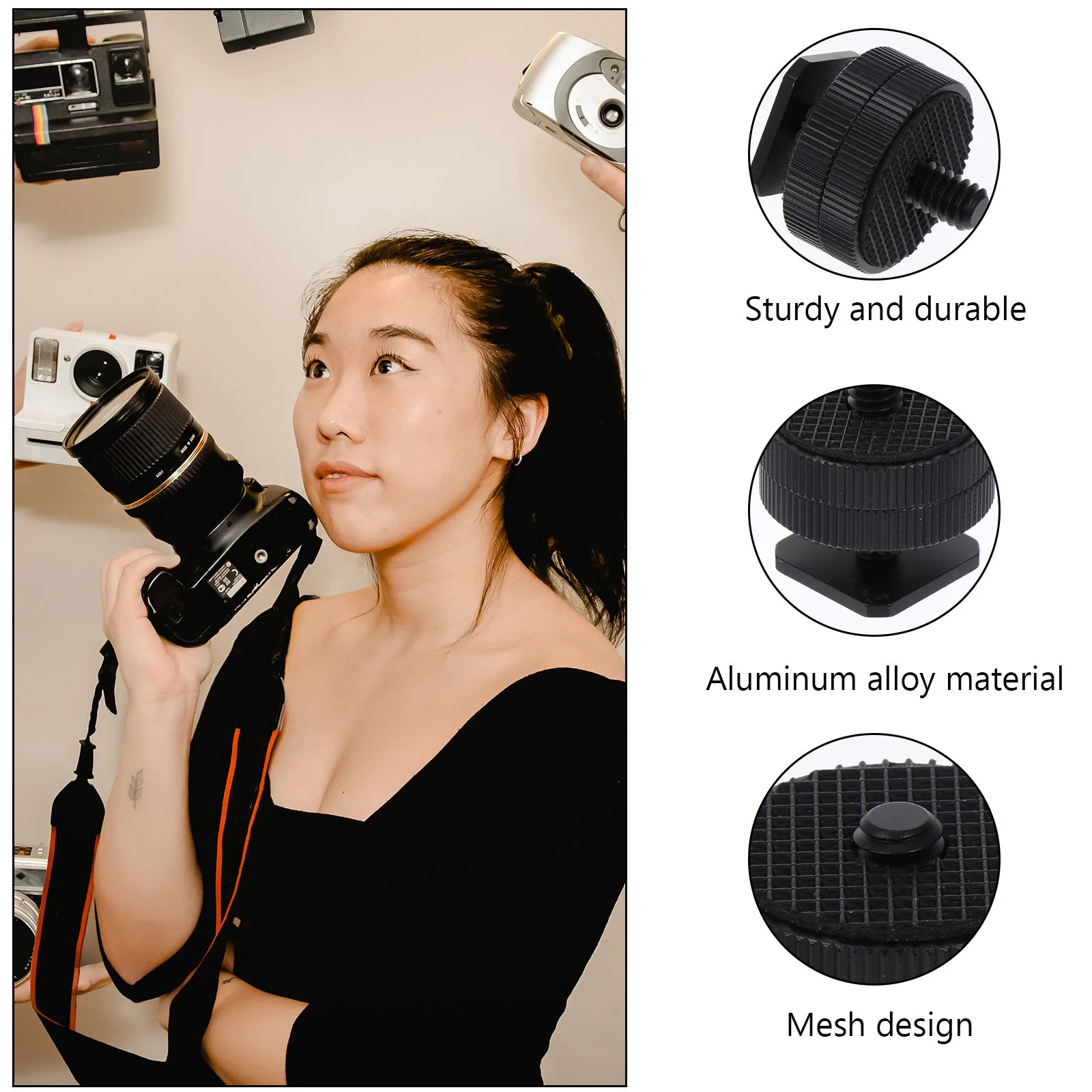 

3pcs Hot Shoe Mount Adapter Dual Layer Metal For Dslr Camera Tripod 1/4 Inch Screw Cold Shoe Bracket Aluminum Alloy
