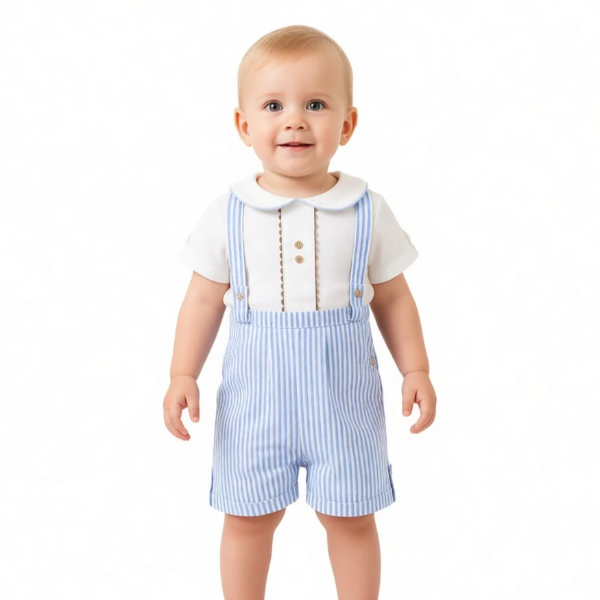 

Spanish Boys 2 Piece Outfit White Short Sleeve Shirt Plaid Shorts Set Toddler Gentleman Wedding Baptism Party Boutique Clothing