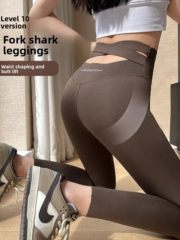 

Женские обтягивающие брюки для йоги с вырезами Cross Ba, осень 2023, девять очков, базовый слой из полиэфирного волокна, брюки для уличной одежды