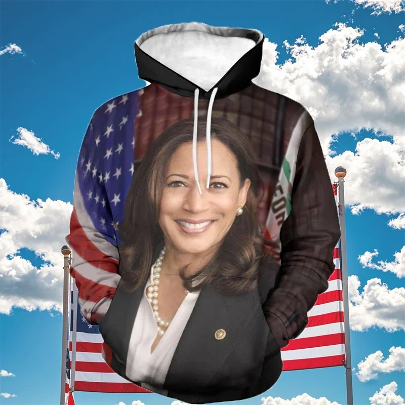 

Harajuku 3D Kamala Devi Harris Printed Hoodies Vice-President Of The US Graphic Sweatshirts Women's Spiritual Totem Pullover Top