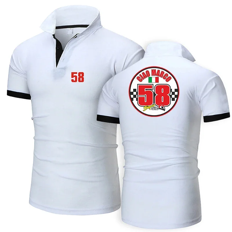 

58 Super Sic Marco Simoncelli 2023 Solid Color Mens New Polo Shirts Short Sleeve Casual Fashion Summer Lapel Male Tops