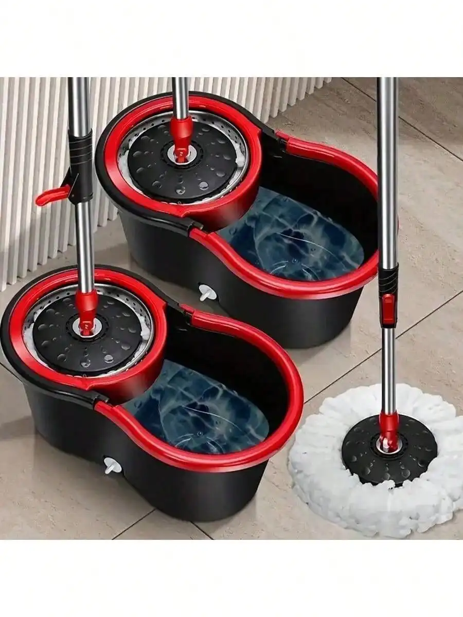 

Mop Bucket Set with Twist Disc: 360° Rotating, 3 Refills & Stainless Steel Handle – Home Cleaning
