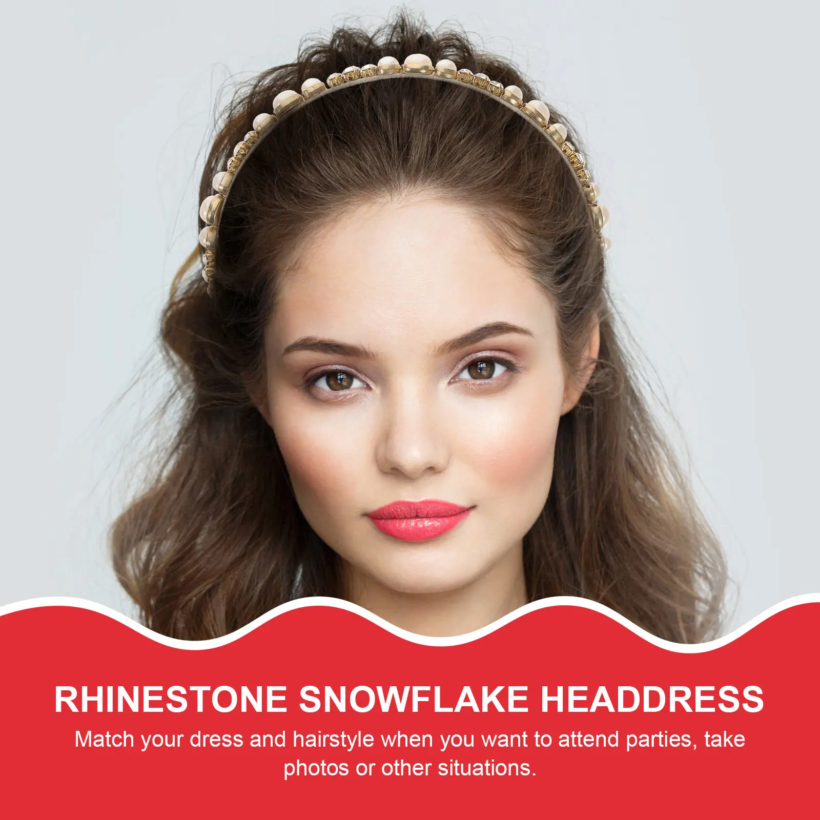 Snowflake Rhinestone Hair Hoop Women Headdress Fashion Headband for Holiday Parties Christmas Gatherings Cosplay Carnival Bridal