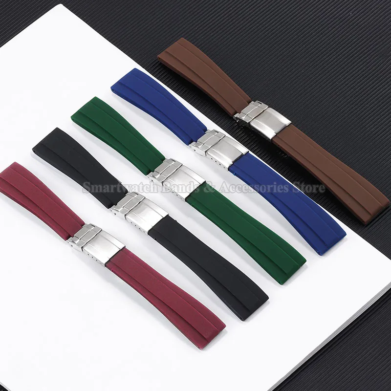 20mm Silicone Watch Strap for Seiko for Rolex for Submariner for Daytona for Oysterflex Waterproof Rubber Bracelet Accessories