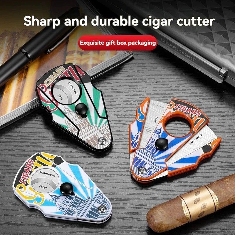 

Stainless Steel Cigar Cutter Sharp And Portable Fan-Shaped Cigar Scissor Flat-Edged Wear-Resistant And Beautifully Packaged