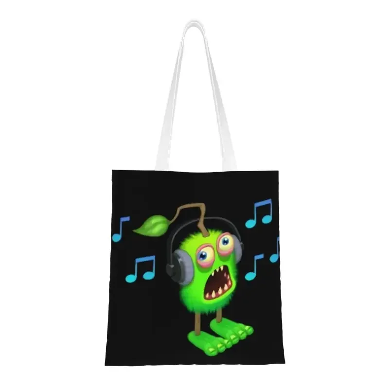 My Singing Monsters Groceries Shopping Tote Bags Funny Adventure Action Game Canvas Shopper Shoulder Bags Big Capacity Handbags