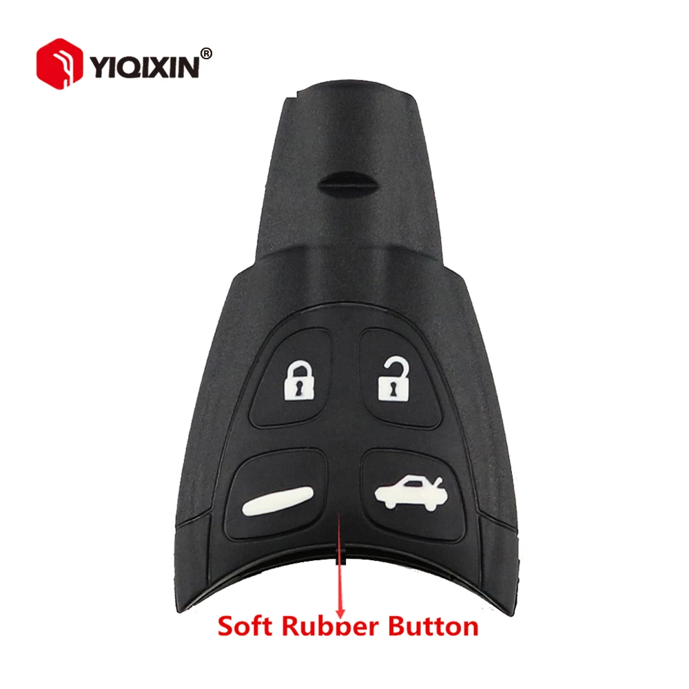 

YIQIXIN Remote Car Key Shell Case For Saab 93 95 9-3 9-5 WF4 2003-2011 Soft Rubbe Buttons With Insert Blade Smart Card Fob Cover