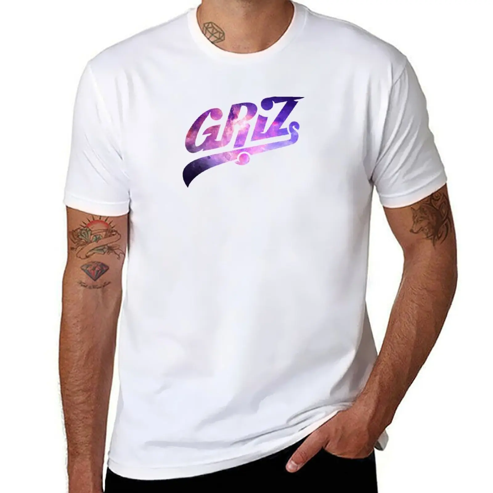 

Griz Purple Galaxy T-Shirt Classic Crew Neck Cotton T-Shirt