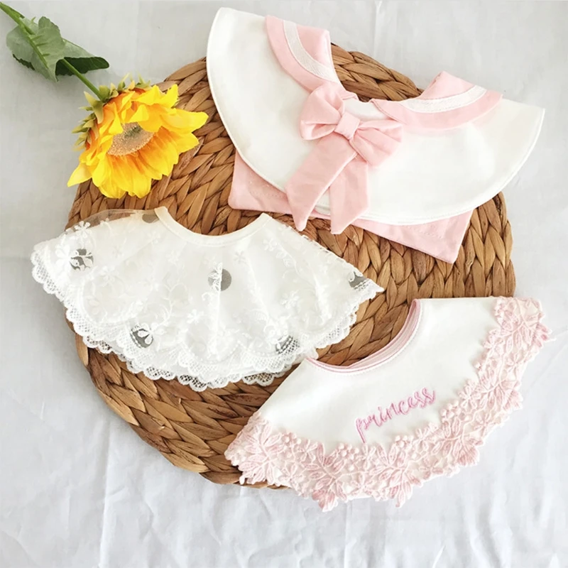 Baby Bib Cotton Ruffle Lace Collar Muslin Newborn Burp Cloth Boys Girls Absorbent Drooling Saliva Towel Bandana Baby Shower Gift