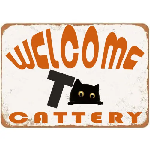 

Metal Cat Sign Retro Decor Home Kitchen Bar Cafe Club Cave Wall Decor Funny 12X8