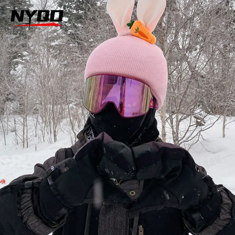 

Лыжный шлем, шапка, украшение, мужской и женский конный параплан, полушлем, универсальная шапка, вязаный головной убор с кроликом