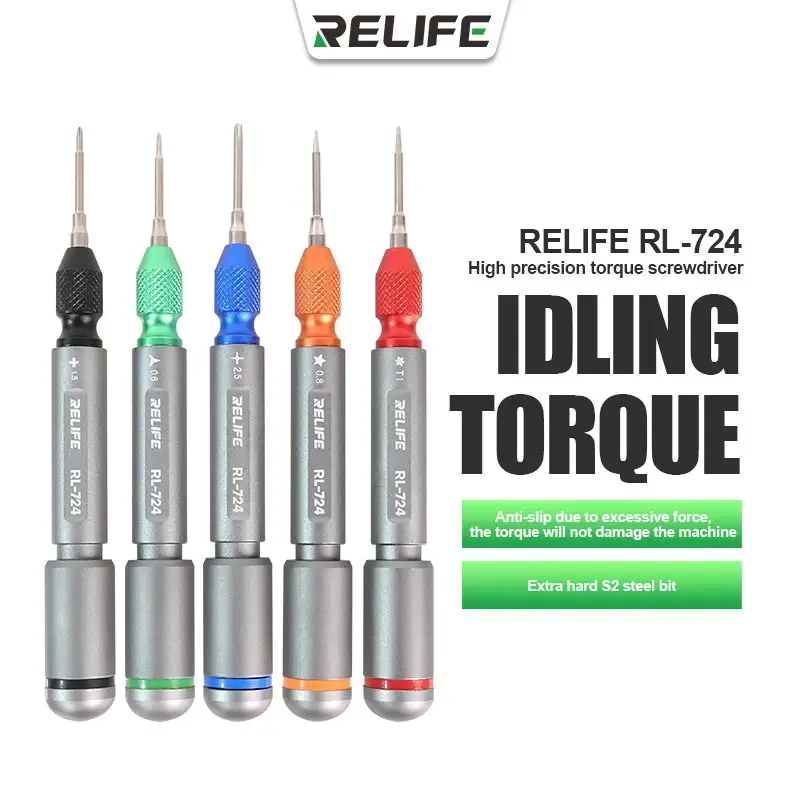 

RELIFE RL-724 High-Precision Torque Screwdriver Extra Hard S2 Steel Bit Anti-skid Design For Mobile Phone Tablet Computer Repair