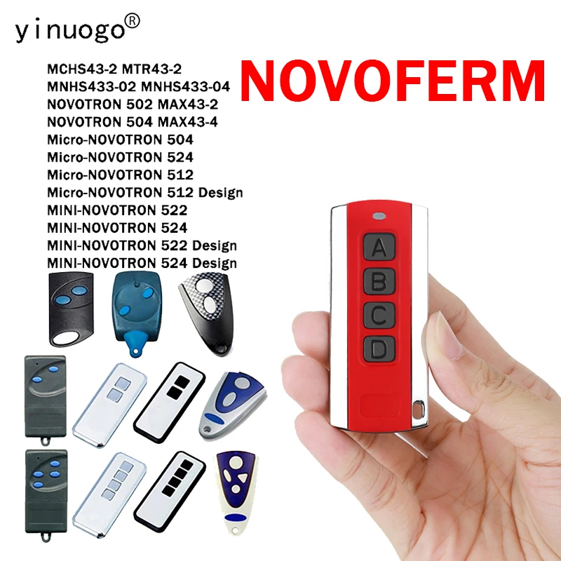 

NOVOFERM MINI-NOVOTRON 522 524 504 MAX43-4 502 MAX43-2 MNHS433 Remote Control for Electric Gate 433.92MHz Garage Door Dontrol