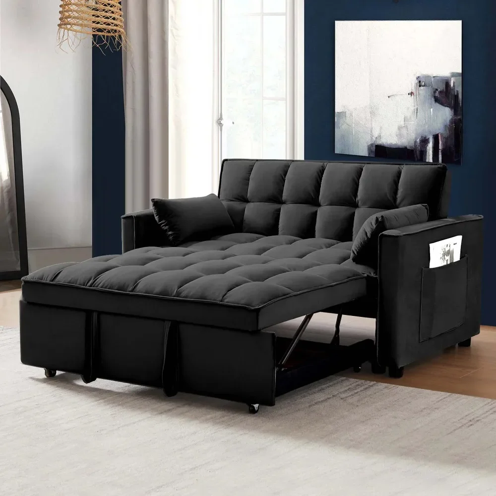 

Futon Sofa Bed Modern Convertible Sleeper sofa Couch with Pull-Out Sofa Bed for Living Room - Black